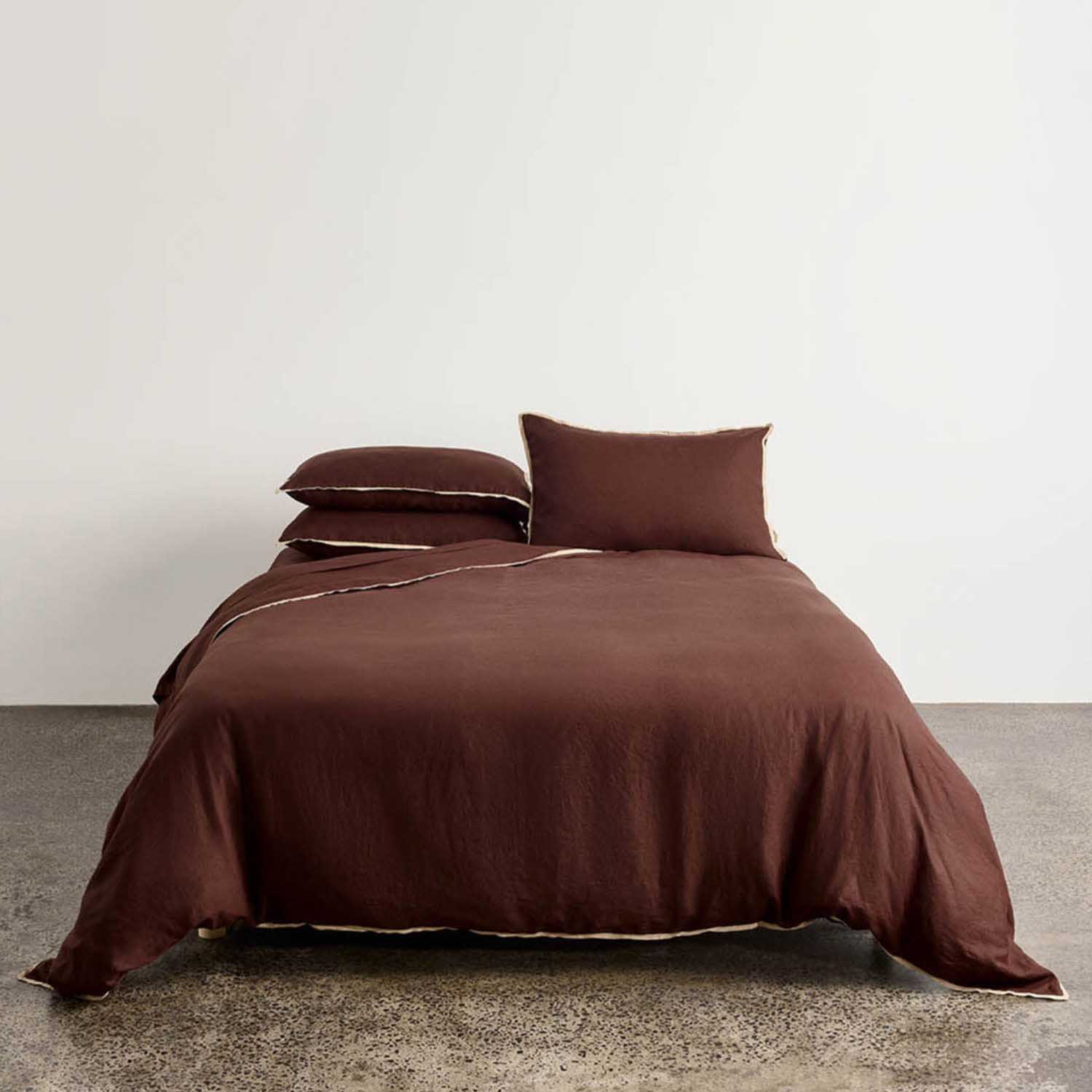 HOMMEY. Linen Quilt Cover - Brown Sugar